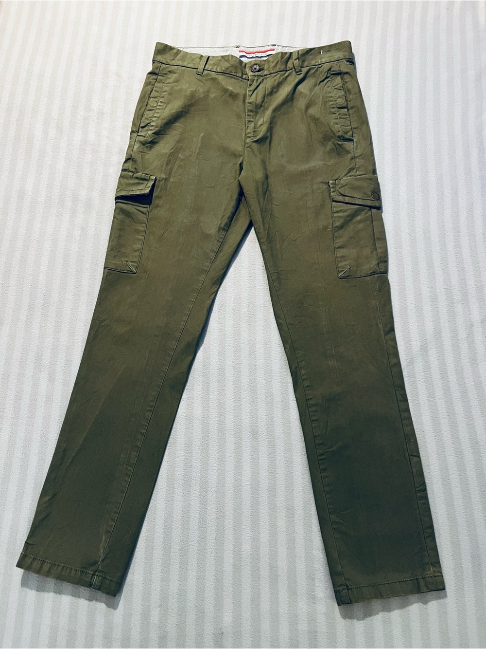 Tommy Hilfiger Olive Green Cargo Pants - Slim Utility Cut